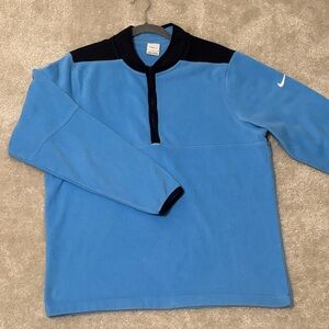 Nike Men's Therma Fit Quarter Zip Fleece Sweater in Blue and Black